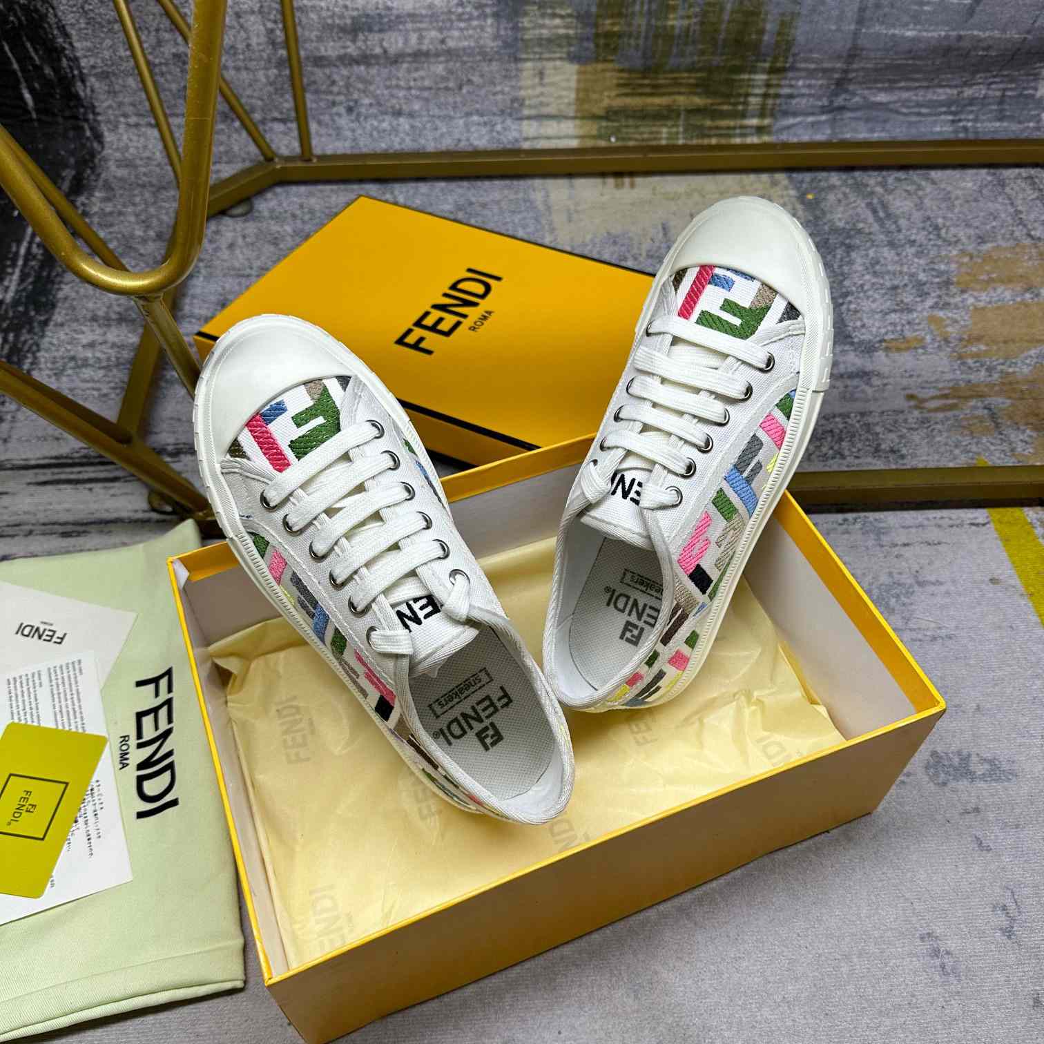 Fendi Domino Canvas Sneakers - everydesigner