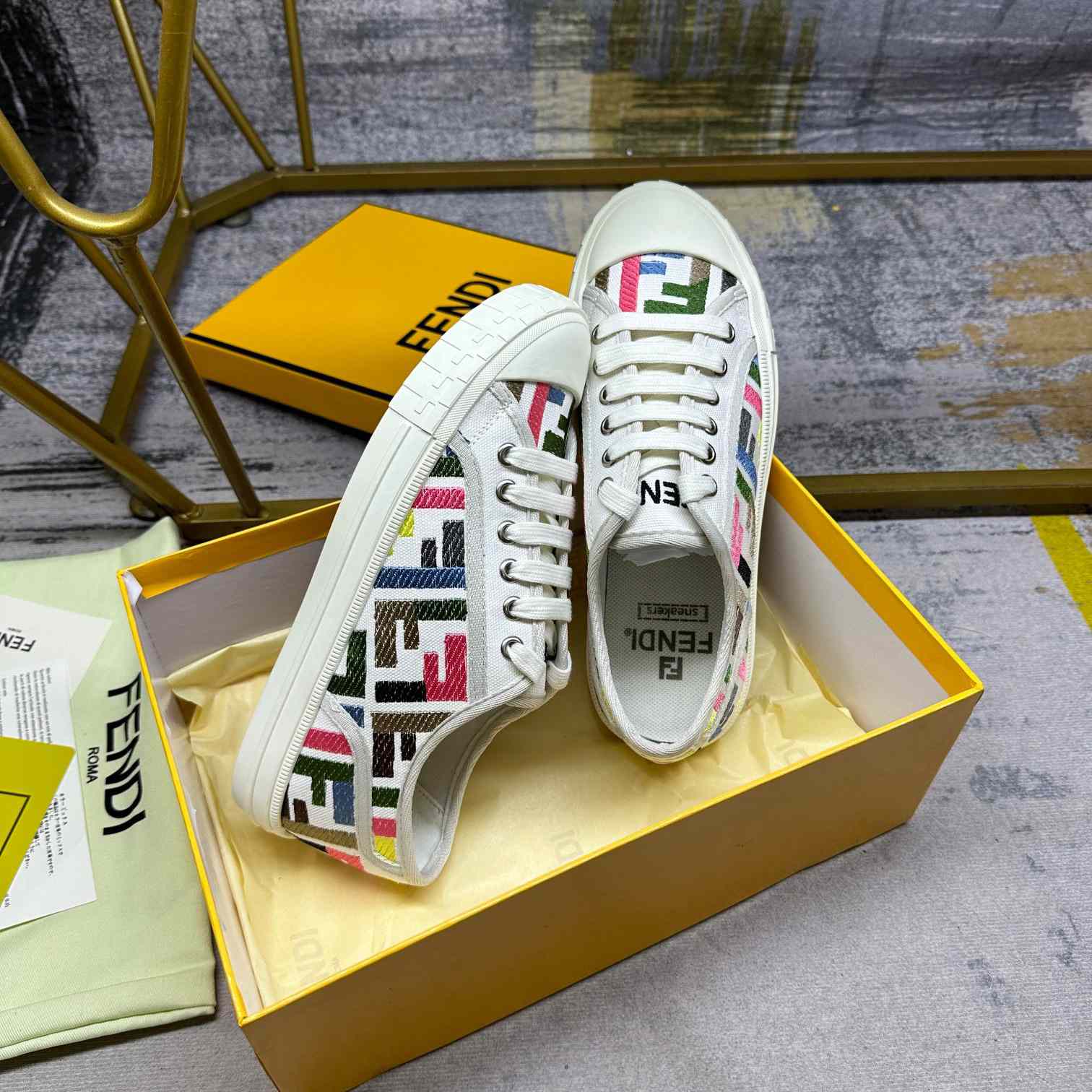 Fendi Domino Canvas Sneakers - everydesigner