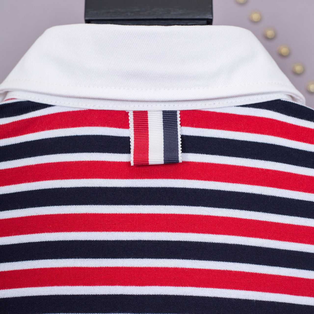 Thom Browne Striped Cotton-jersey Polo  1897 - everydesigner