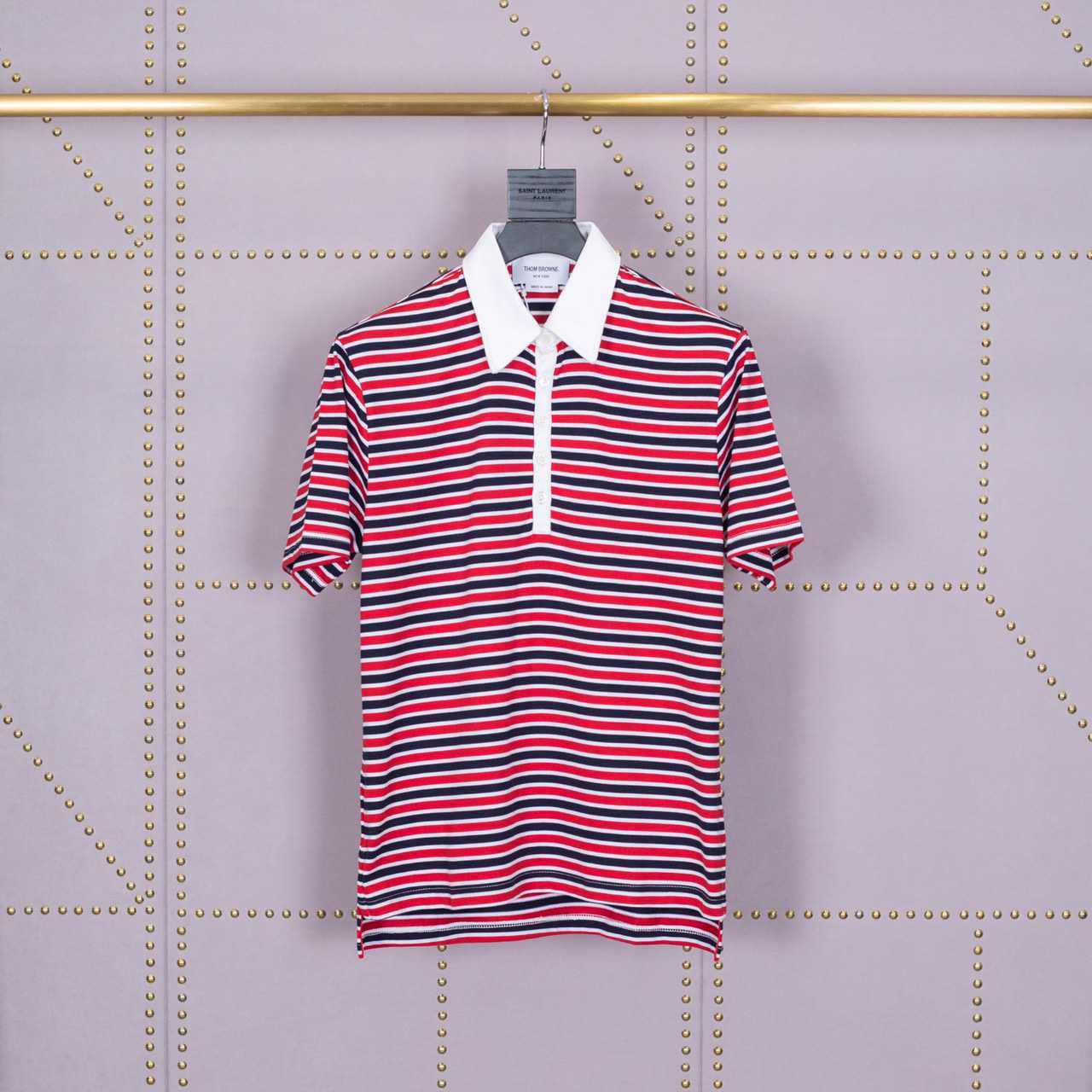 Thom Browne Striped Cotton-jersey Polo  1897 - everydesigner