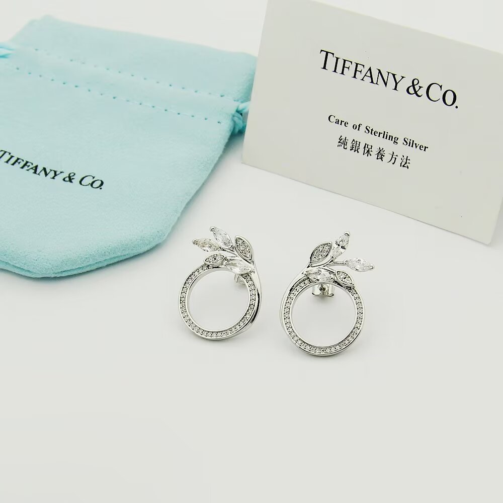 Tiffany & Co. Diamond Vine Circle Earrings In Platinum - everydesigner