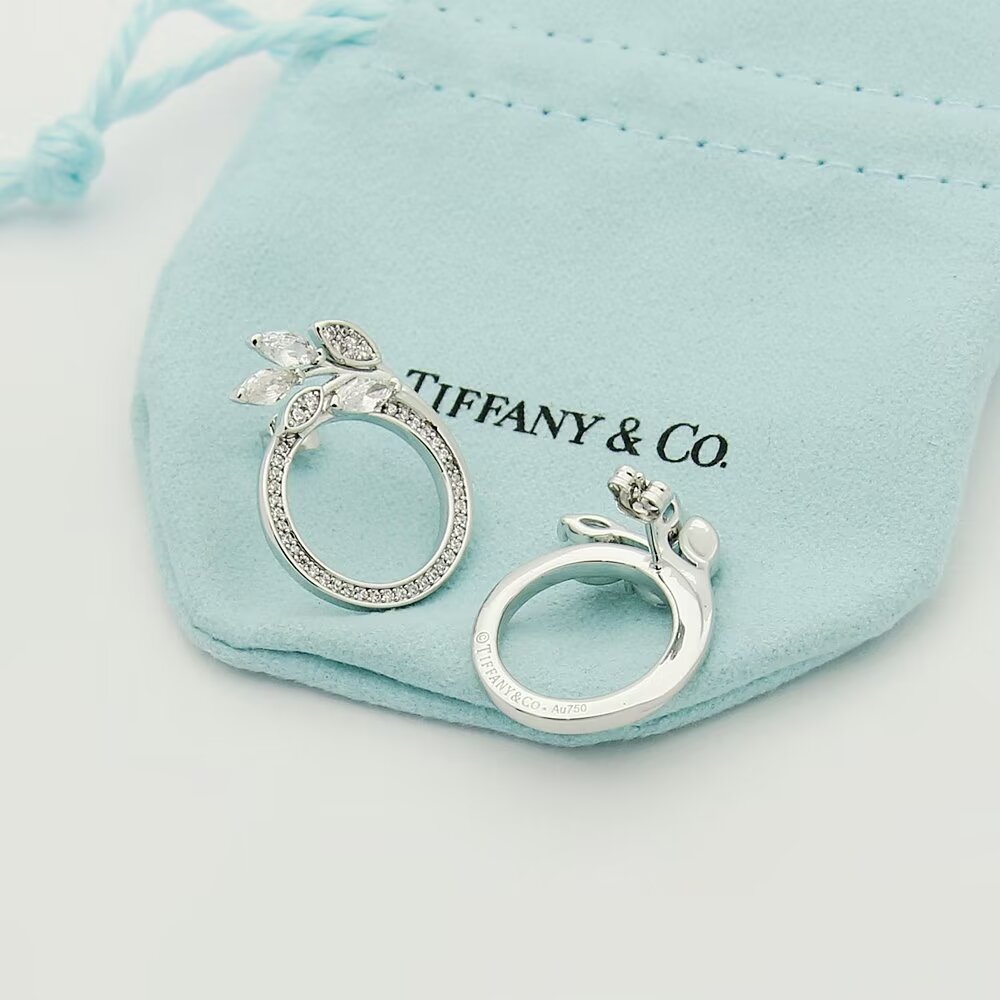 Tiffany & Co. Diamond Vine Circle Earrings In Platinum - everydesigner