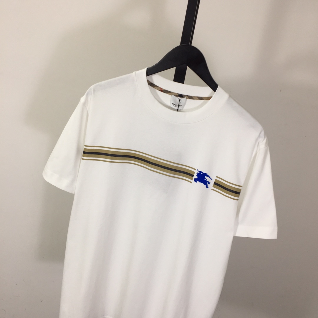 Burberry Striped-detail Cotton T-shirt - everydesigner