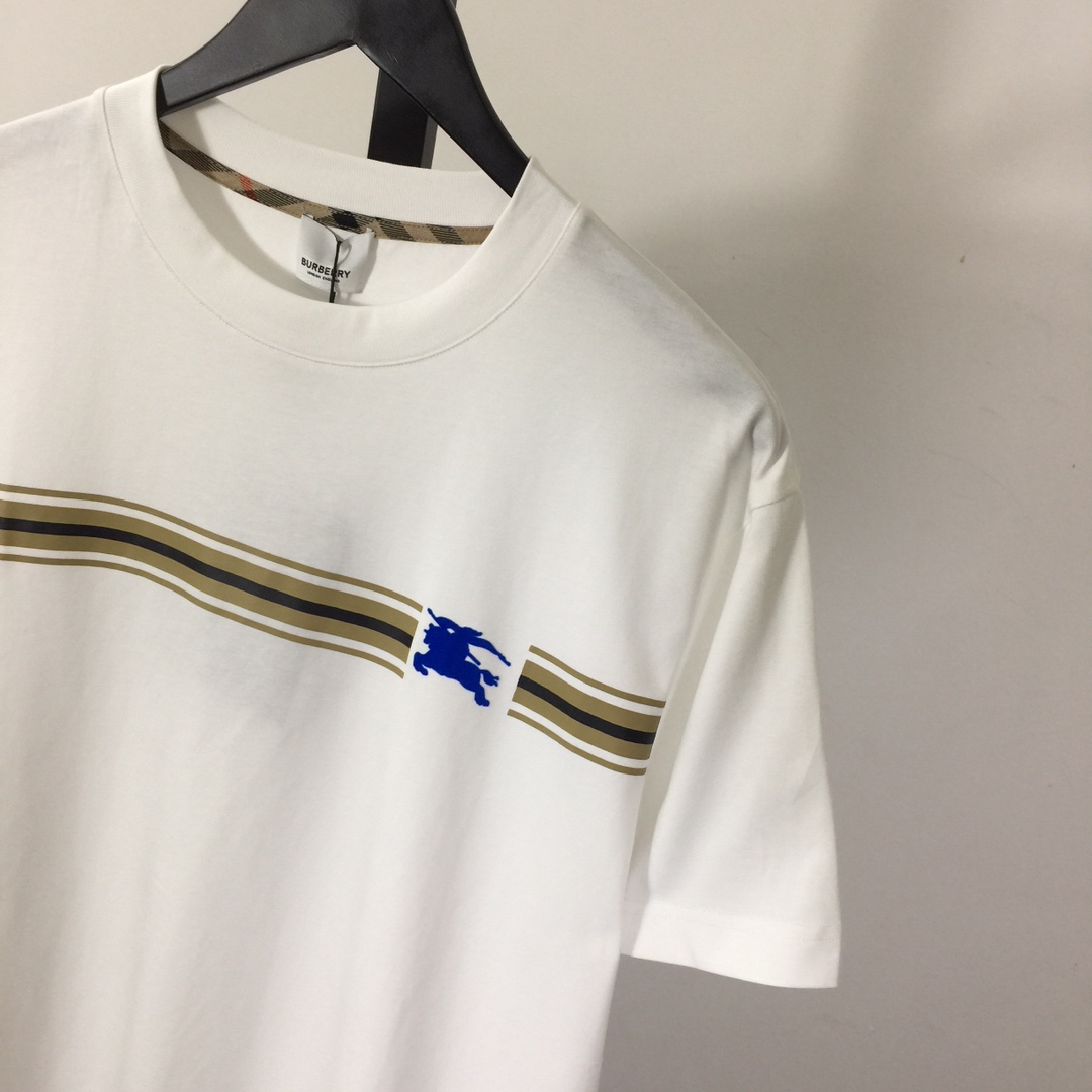 Burberry Striped-detail Cotton T-shirt - everydesigner