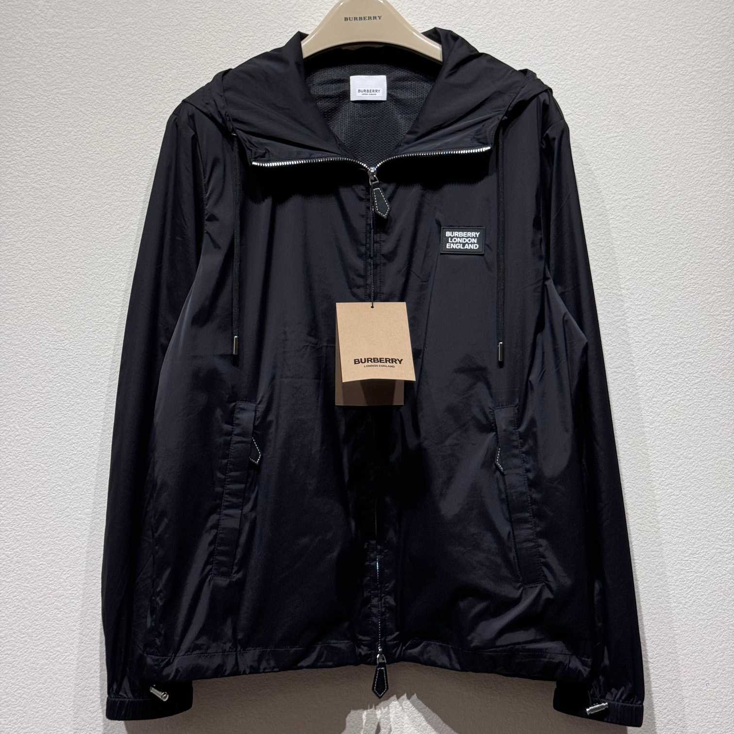 Burberry Nylon Jacket With Hood And Branded Tag - everydesigner