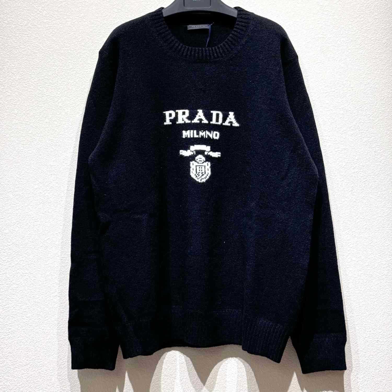 Prada Cashmere And Wool Prada Logo Crew-neck Sweater - everydesigner