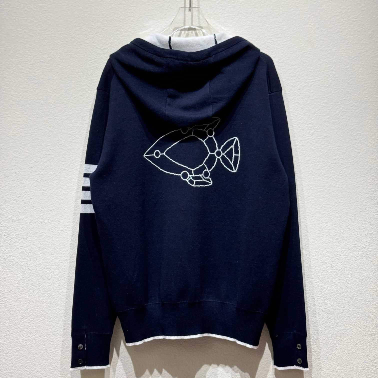 Thom Browne Fish Icon-intarsia Zip Hoodie - everydesigner