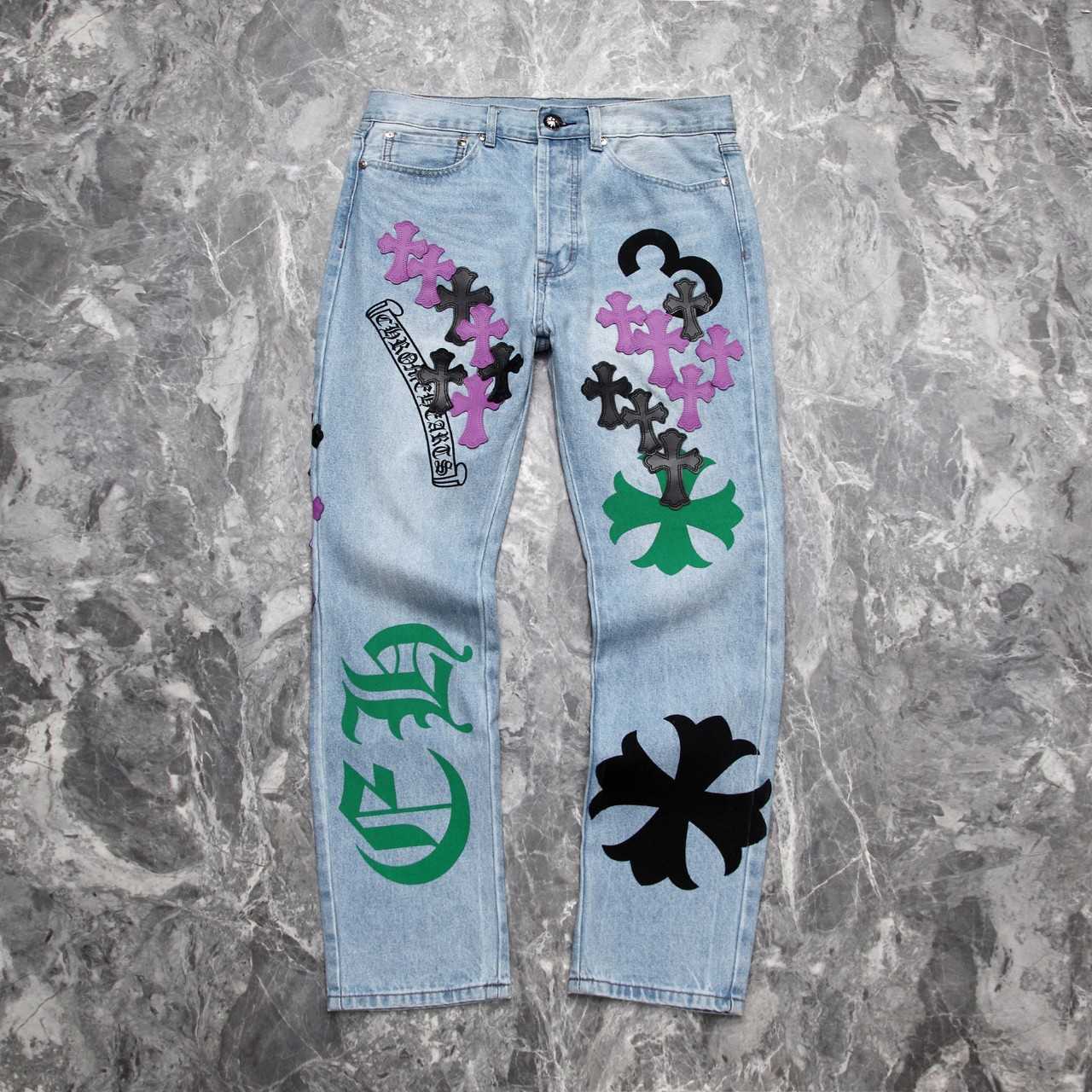 Chrome Heart Cross Patch Denim Jeans - everydesigner