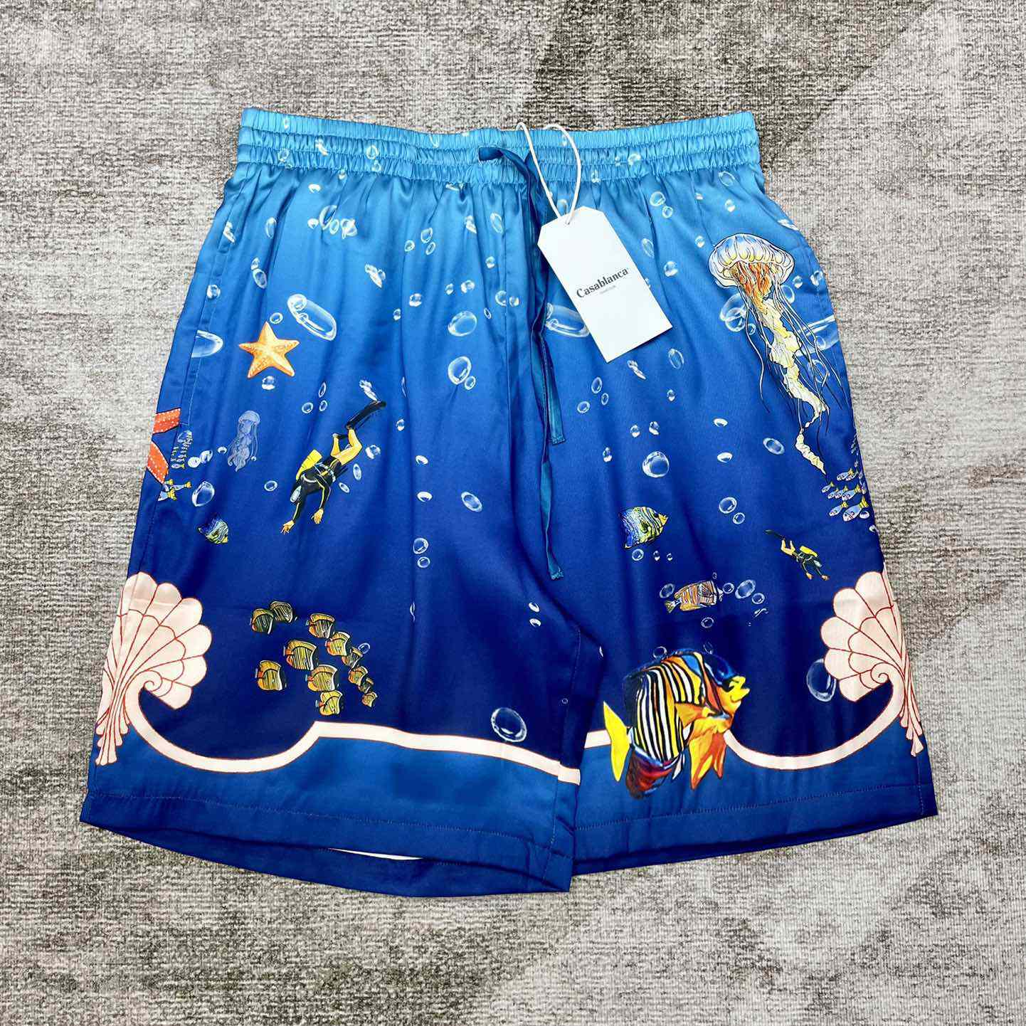 Casablanca Silk Drawstring Shorts 'Blue'   CA3455 - everydesigner