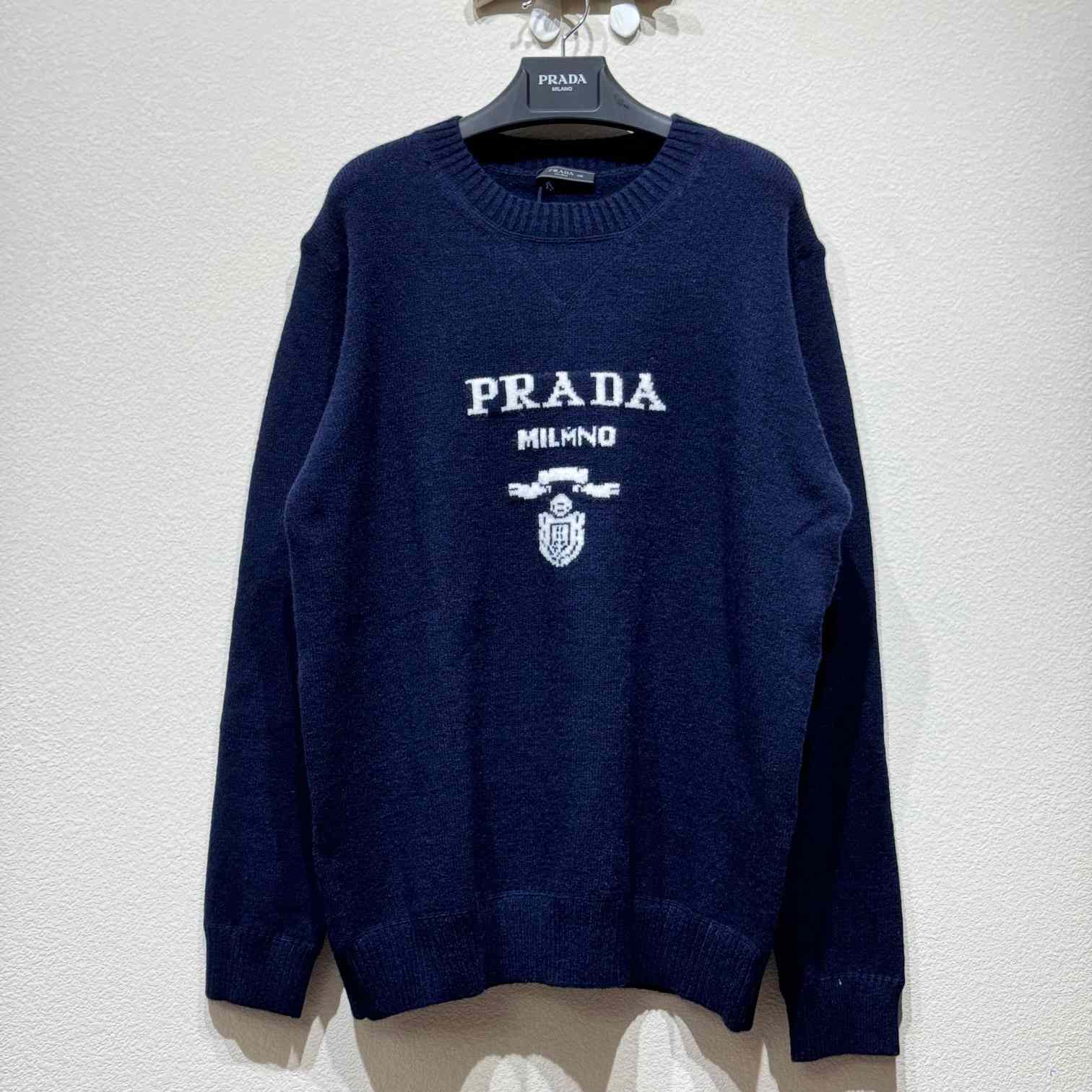 Prada Cashmere And Wool Prada Logo Crew-neck Sweater - everydesigner