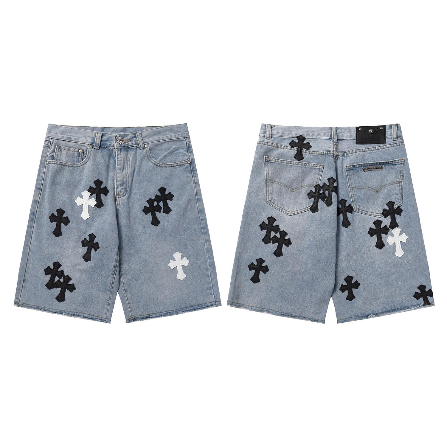 Chrome Hearts Cross Patch Denim Shorts - everydesigner