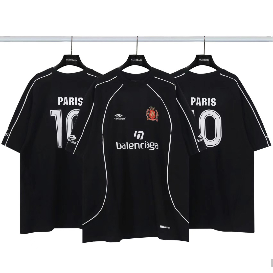 Balenciaga Paris Soccer T-Shirt Oversized In Black - everydesigner