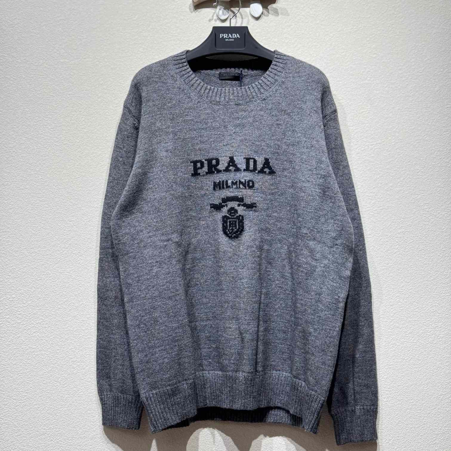 Prada Cashmere And Wool Prada Logo Crew-neck Sweater - everydesigner