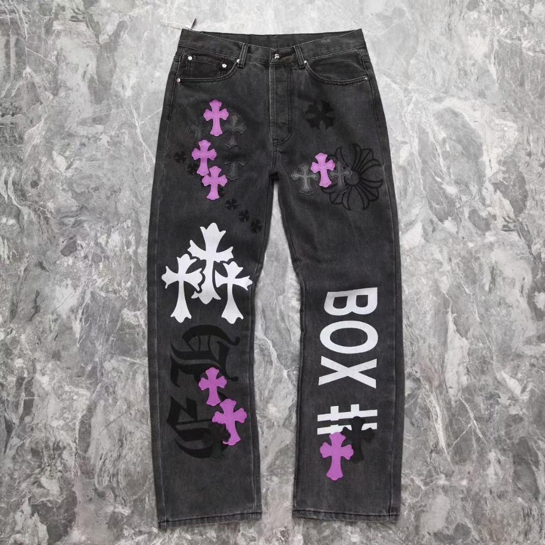 Chrome Heart Cross Patch Denim Jeans - everydesigner