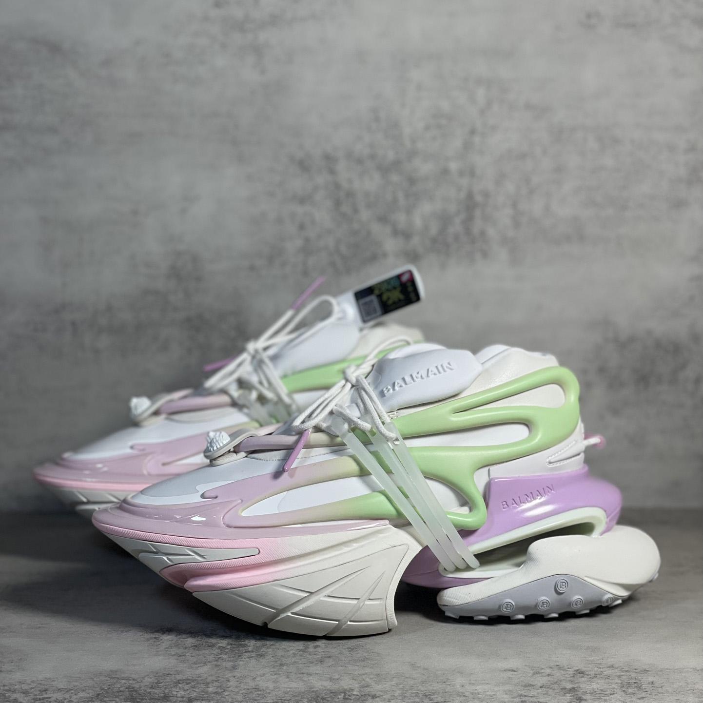 Balmain Pink Unicorn Panelled Sneakers - everydesigner