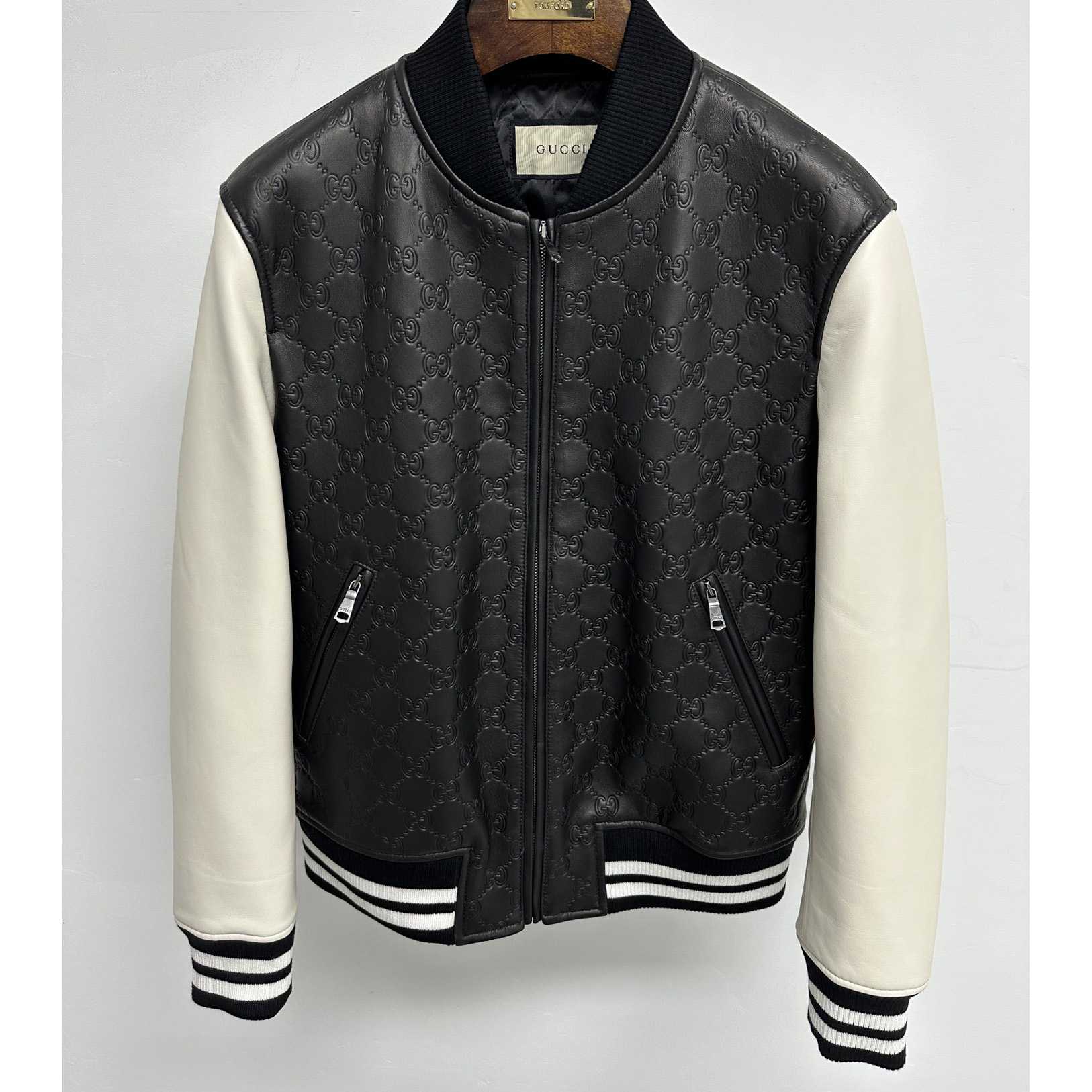 Gucci Embossed GG Leather Bomber Jacket  - everydesigner