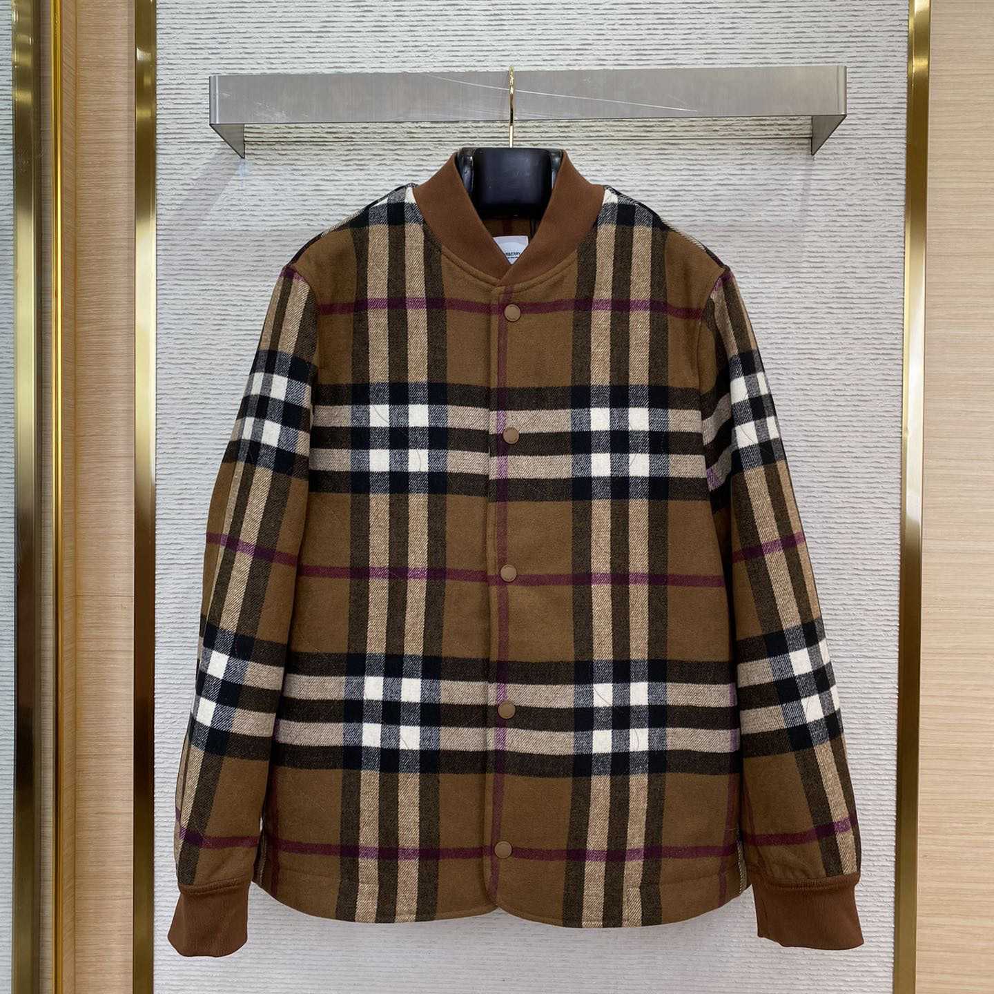 Burberry Check Wool Blend Bomber Jacket - everydesigner