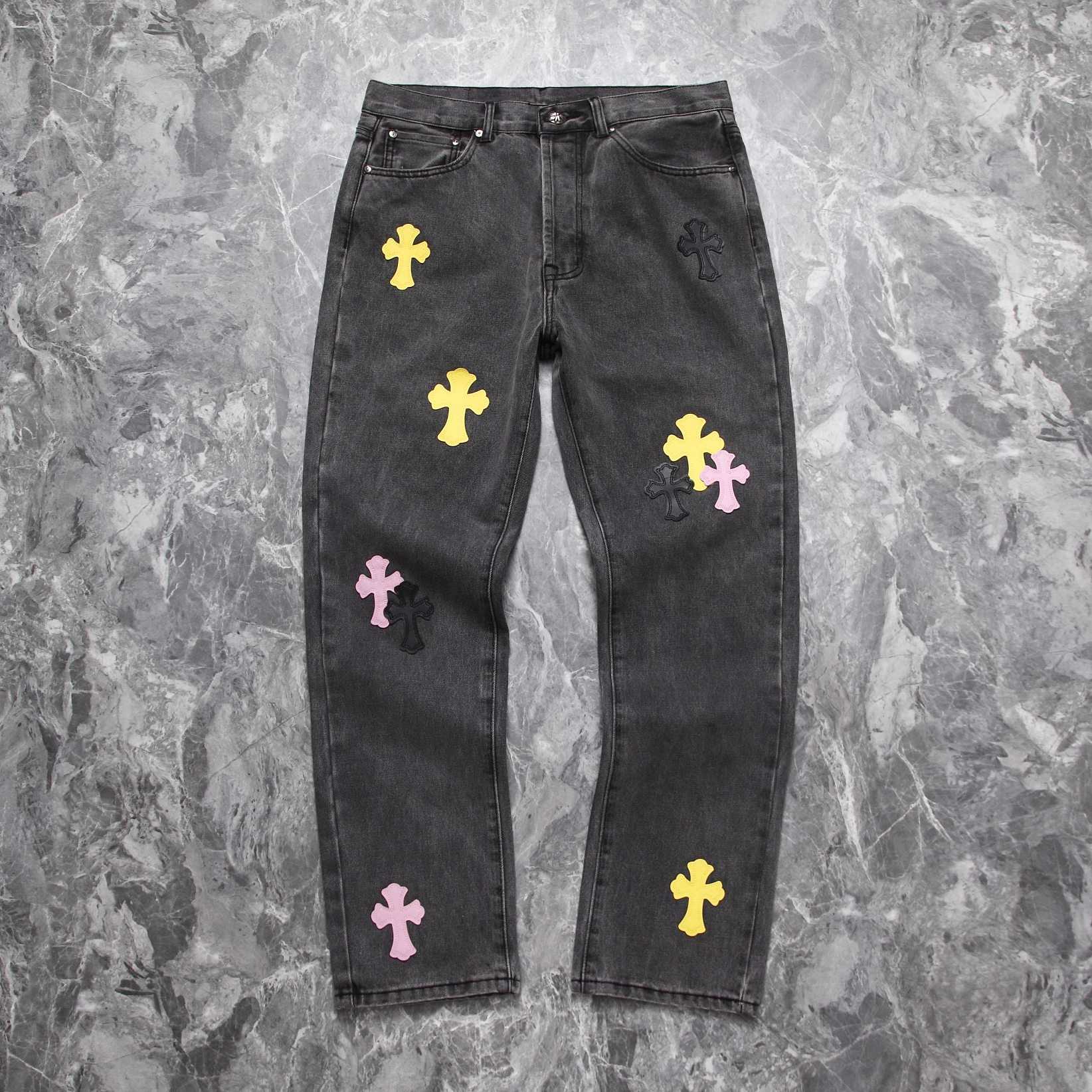 Chrome Heart Cross Patch Denim Jeans - everydesigner