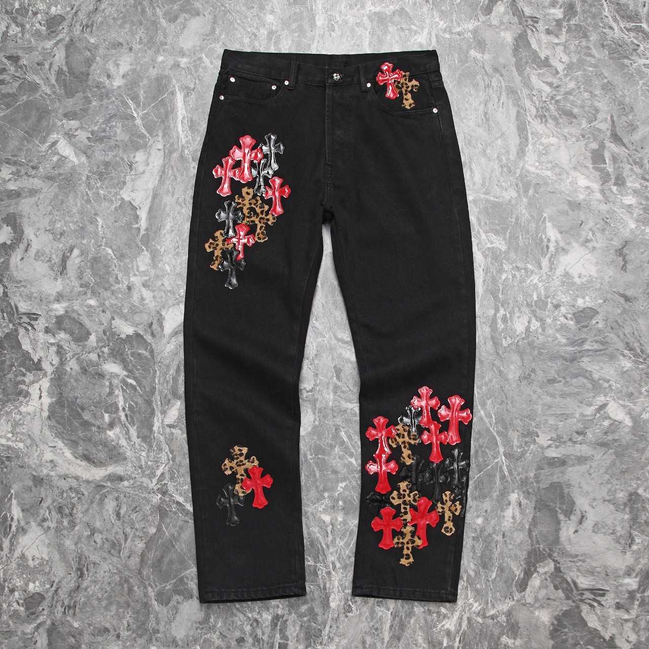 Chrome Heart Cross Patch Denim Jeans - everydesigner