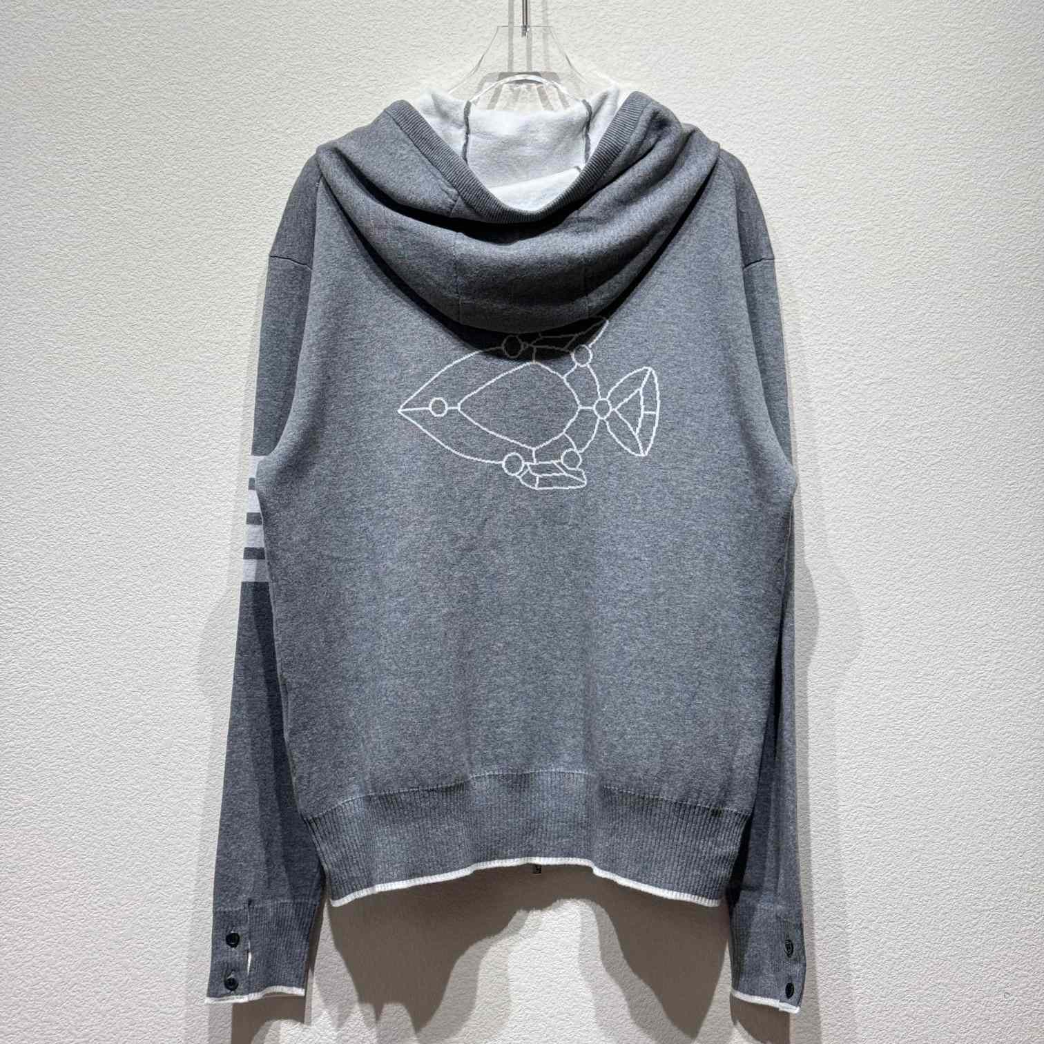 Thom Browne Fish Icon-intarsia Zip Hoodie - everydesigner