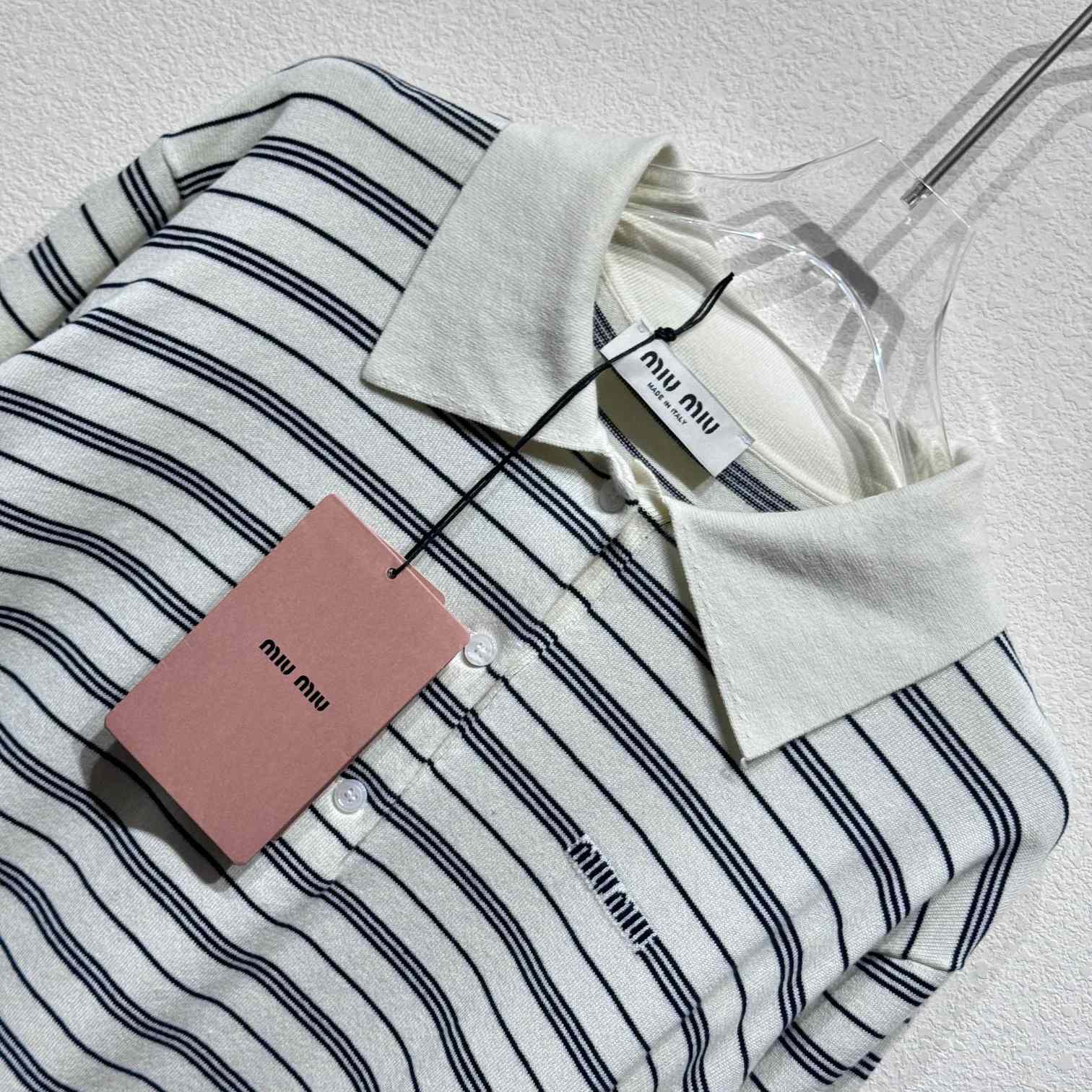 Miu Miu Logo-print Striped Polo Shirt - everydesigner