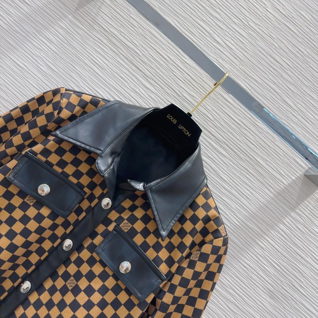 Louis Vuitton Leather Accent Damier Knit Jacket  1AFTZL - everydesigner