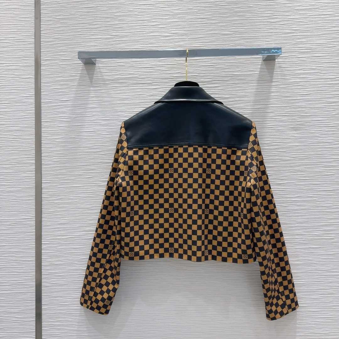 Louis Vuitton Leather Accent Damier Knit Jacket  1AFTZL - everydesigner