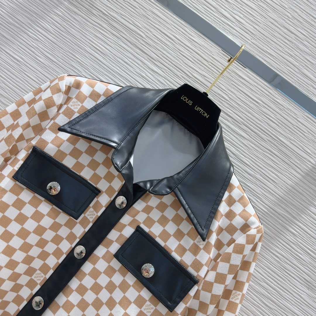 Louis Vuitton Leather Accent Damier Knit Jacket  1AFTZE - everydesigner