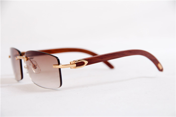 Cartier 3524012 Wood Big Lens Sunglasses In Gold Brown - everydesigner