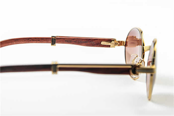 Cartier 7550178 55-22 Wood Sunglasses In Gold Brown - everydesigner