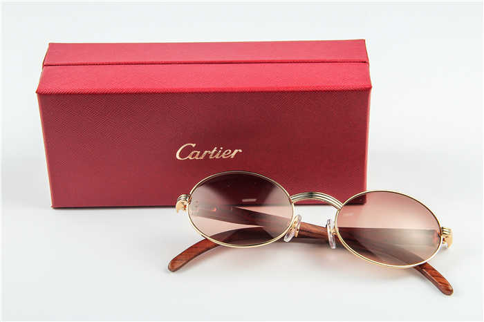 Cartier 7550178 55-22 Wood Sunglasses In Gold Brown - everydesigner