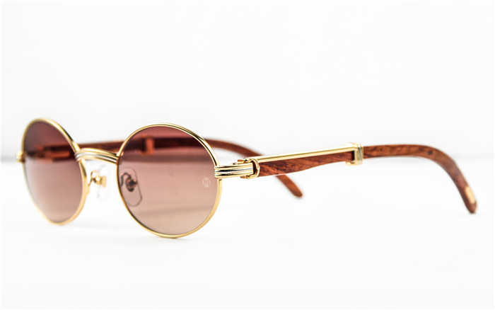 Cartier 7550178 55-22 Wood Sunglasses In Gold Brown - everydesigner