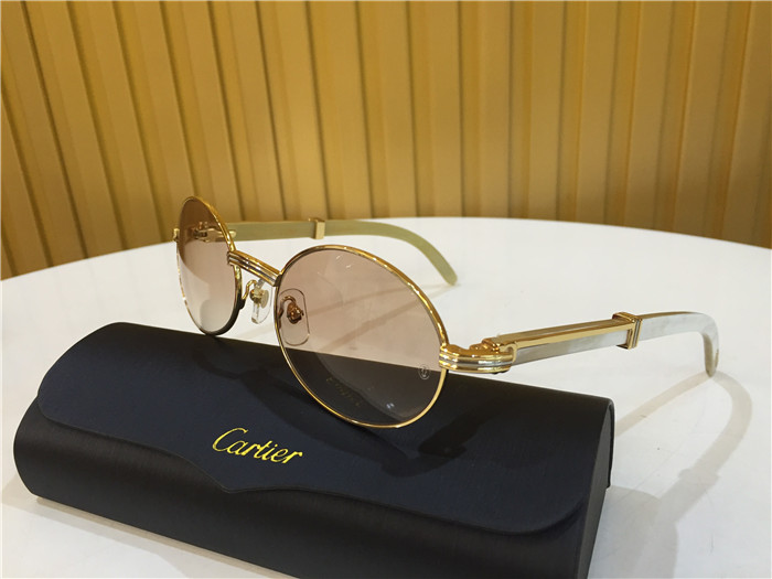 Cartier 7550178 55-22 White Curve Cattle Horn Sunglasses In Gold Brown - everydesigner