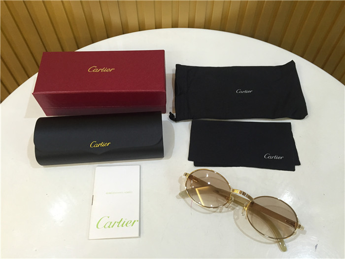 Cartier 7550178 55-22 White Curve Cattle Horn Sunglasses In Gold Brown - everydesigner