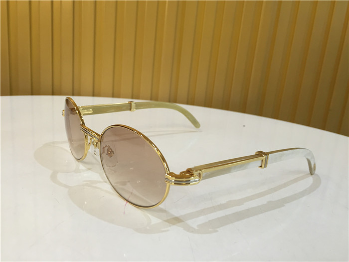 Cartier 7550178 55-22 White Curve Cattle Horn Sunglasses In Gold Brown - everydesigner