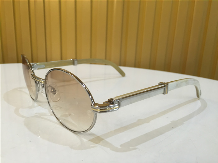 Cartier 7550178 55-22 White Curve Cattle Horn Sunglasses In Silver Brown - everydesigner