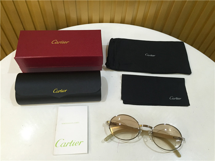 Cartier 7550178 55-22 White Curve Cattle Horn Sunglasses In Silver Brown - everydesigner