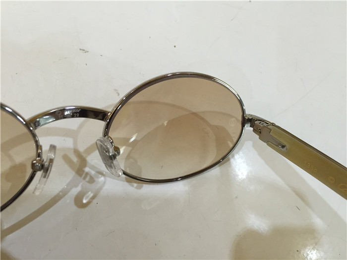 Cartier 7550178 55-22 White Curve Cattle Horn Sunglasses In Silver Brown - everydesigner