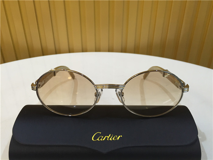 Cartier 7550178 55-22 White Curve Cattle Horn Sunglasses In Silver Brown - everydesigner