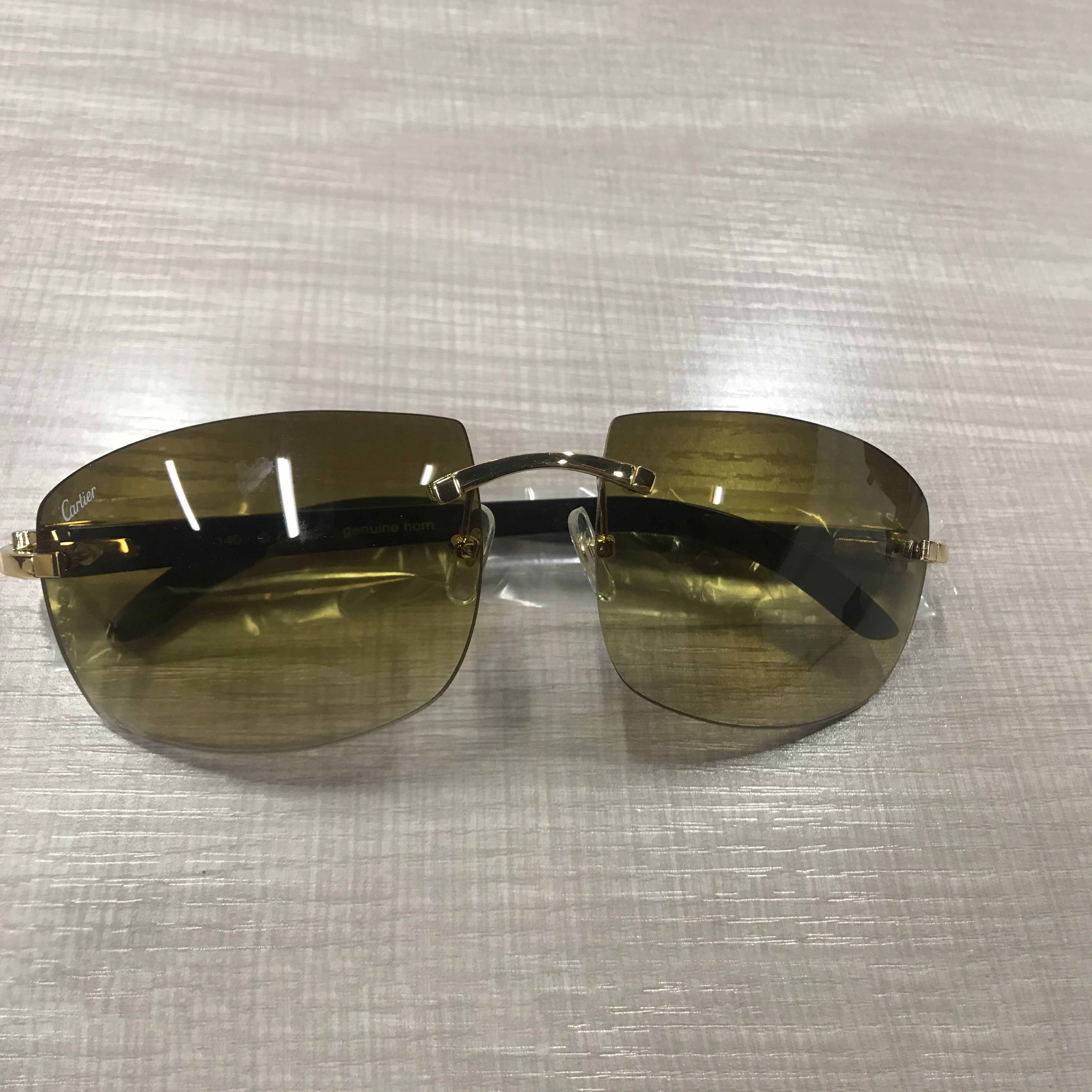 Cartier 4189705 White Mix Black Buffalo Sunglasses In Gold - everydesigner