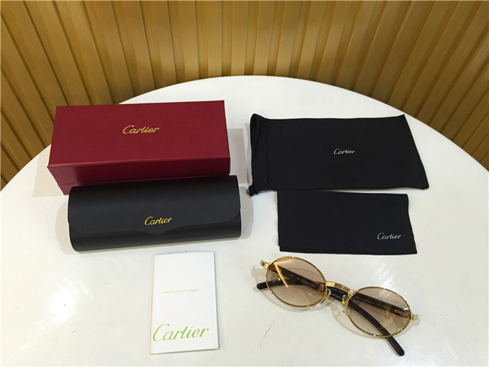 Cartier 7550178 55-22 Black Curve Cattle Horn Sunglasses In Gold Brown - everydesigner