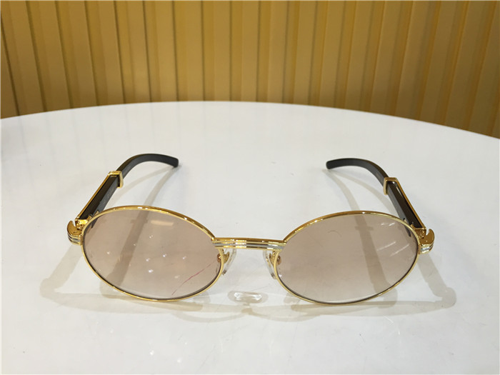 Cartier 7550178 55-22 Black Curve Cattle Horn Sunglasses In Gold Brown - everydesigner