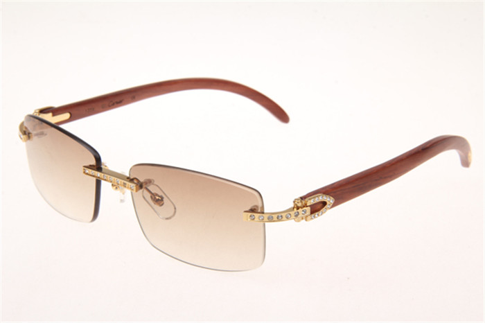 Cartier 3524012 Diamond Wood Sunglasses In Gold With Brown Gradient Lens - everydesigner