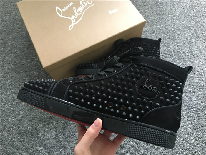 Limited Version Christian Louboutin Louis Spikes Black Orlato Suede Sneakers - everydesigner