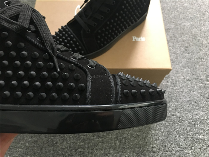 Limited Version Christian Louboutin Louis Spikes Black Orlato Suede Sneakers - everydesigner