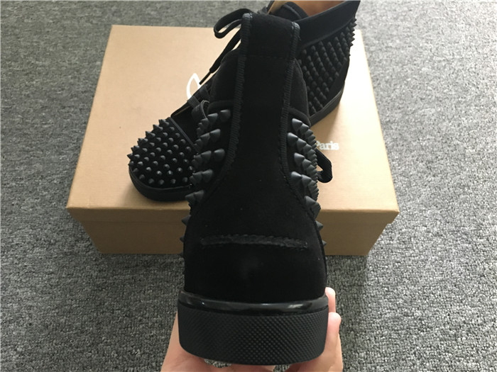 Limited Version Christian Louboutin Louis Spikes Black Orlato Suede Sneakers - everydesigner