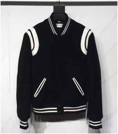 Saint Laurent Men's Black Varsity Jacket - everydesigner