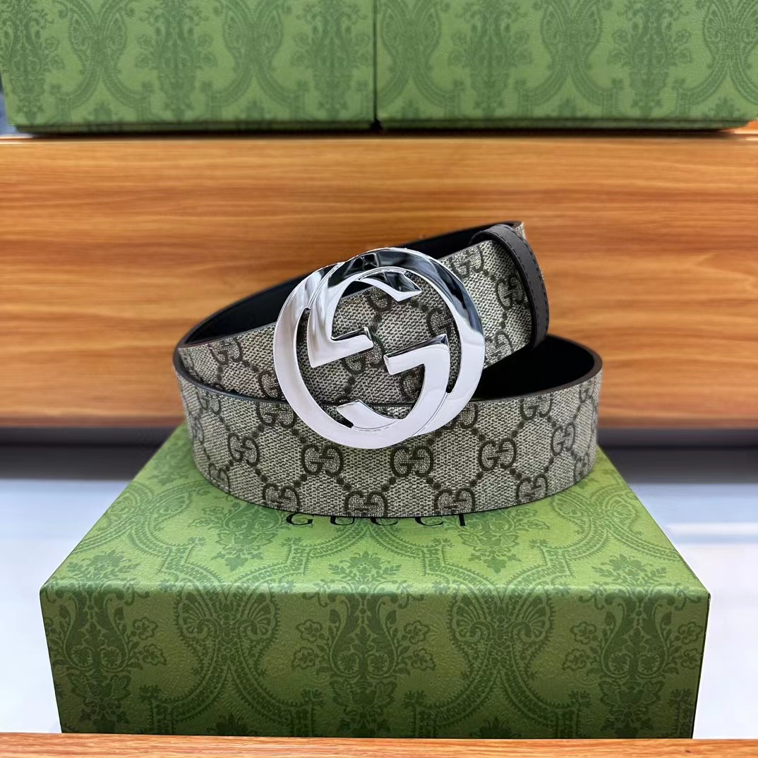 Gucci Belt With Interlocking Sliver  G Buckle - everydesigner