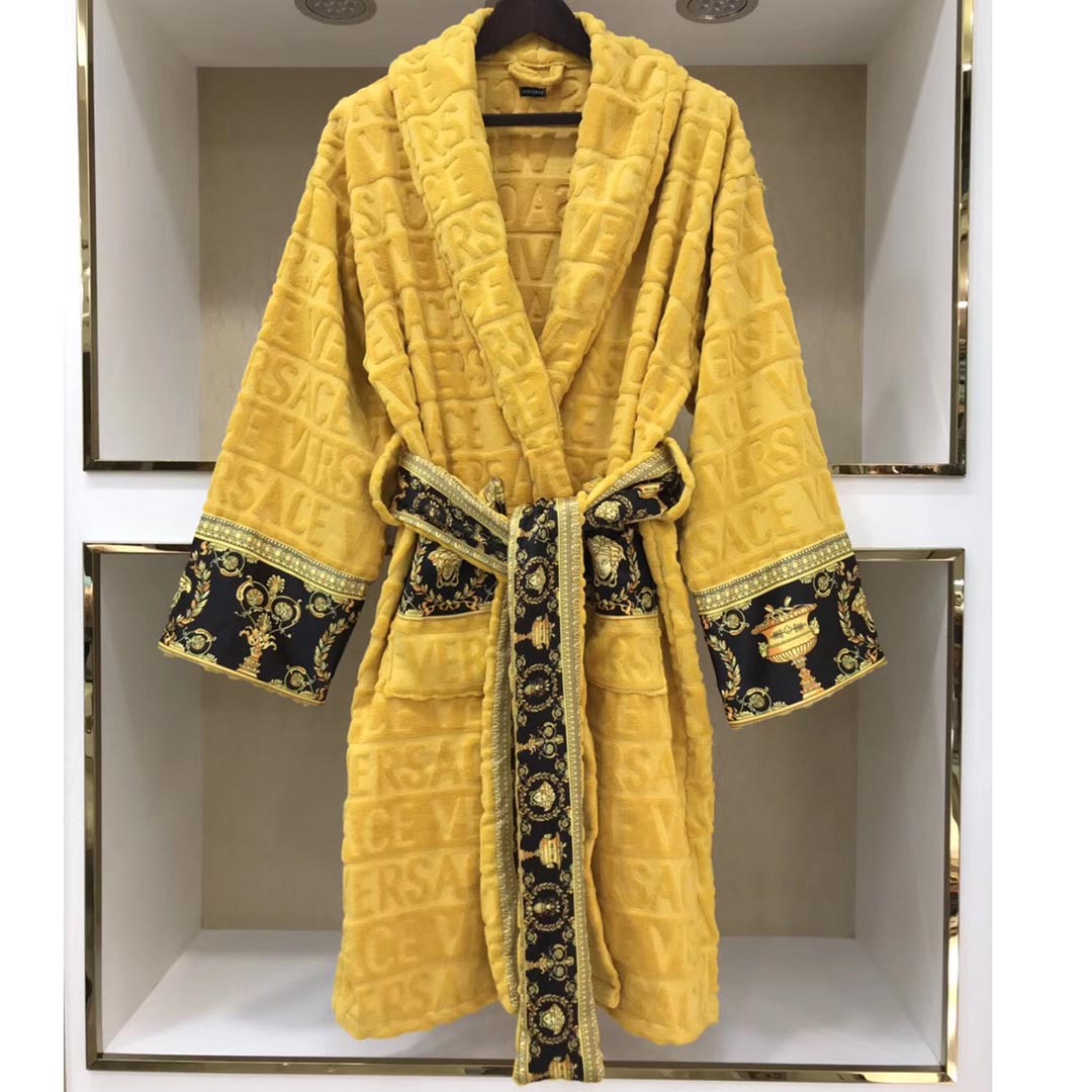 Versace Embroidered Bathrobe Yellow - everydesigner