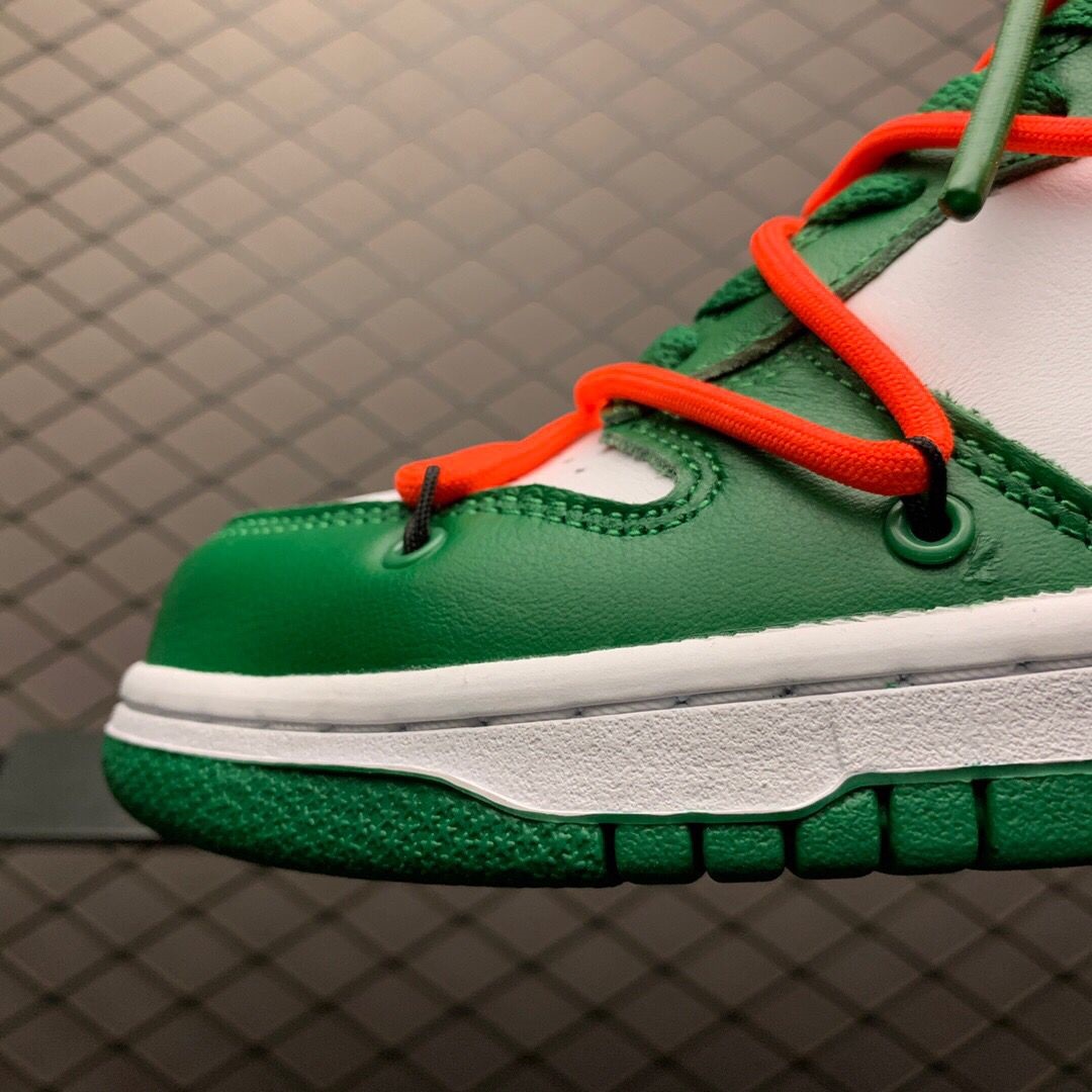 Off-White X Futura X Nike SB Dunk Low In White/Pine Green  - everydesigner